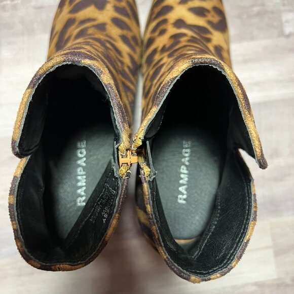 Leopard Print Wedge Ankle Boots 9M Fabric Upper Zip Closure RAMPAGE - Picture 7 of 9